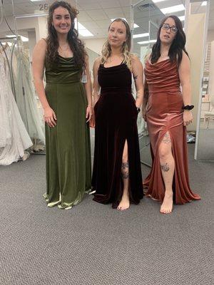 My beautiful bridesmaids trying on an "almost dress"