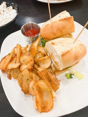 Sunfish po' boy with fries