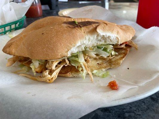 Shredded chicken torta