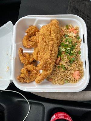 1 fish, 6 shrimp option with fried rice.