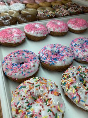 Assorted cake donuts.