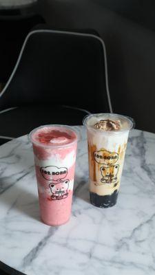 Strawberry Cloud & 102 Boba Creme Brulee.