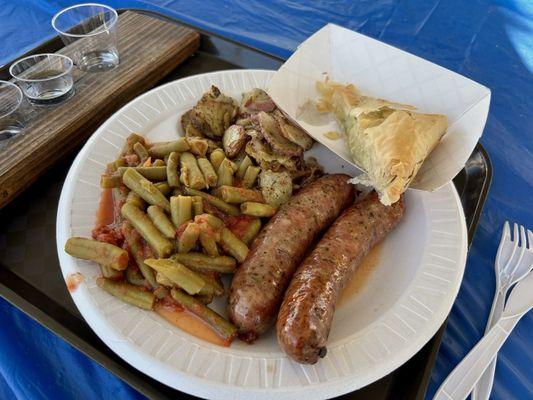 Loukaniko Dinner with Spanakopita