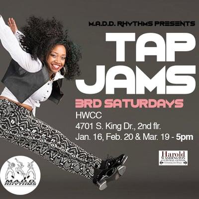 M.A.D.D. Rhythms #3rdSaturdays #FREE #TAPJAM @ Harold Washington Cultural Center 5pm