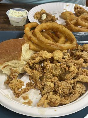 Clams and onion rings