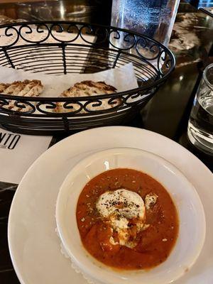 Bread with marinara and ricotta