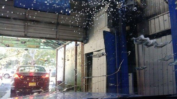 The car wash getting air blown hard on my vehicle so less water to wipe off before leaving. Very nice place .