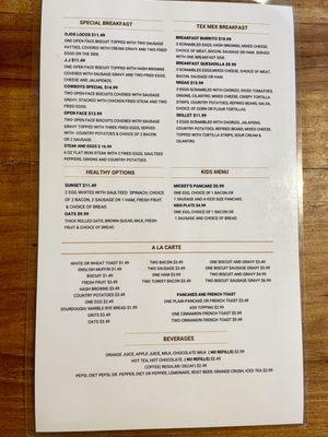 Breakfast menu back