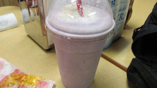 A small Huckleberry shake...larger than most large fast-food offerings.