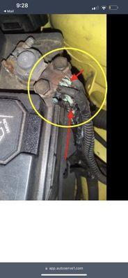 Corroded battery terminal