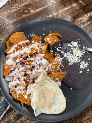 Chilaquiles with red sauce