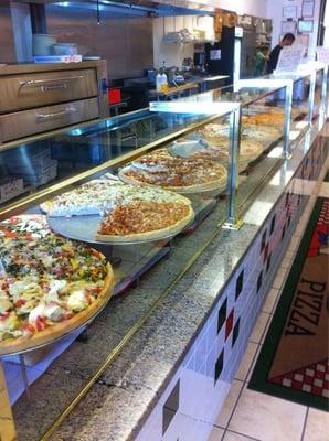 The monster row of pizza's when you walk in.