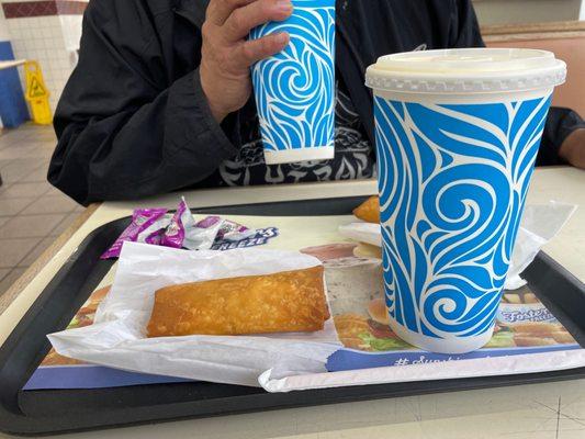 Pineapple Milkshake and fried burrito