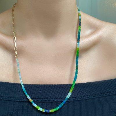 All of our opal necklaces can be lengthened with our paperclip chain bracelet.