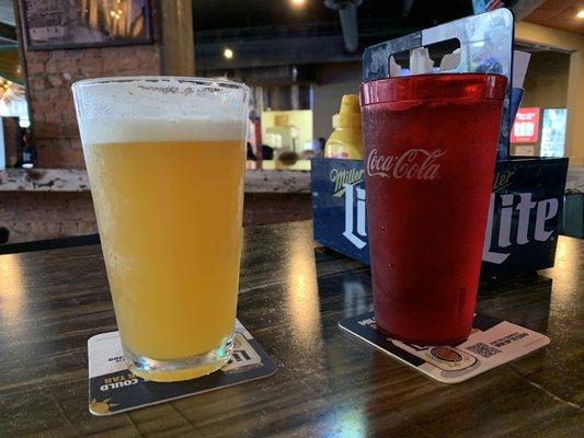 Local beer and water