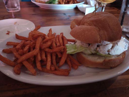 Chicken Salad and Sweet Potato Fries