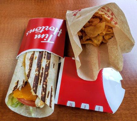 Chipotle Chicken Wrap and Chips at Tim Horton's Alexis