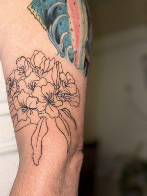 Outline of rhododendron tattoo