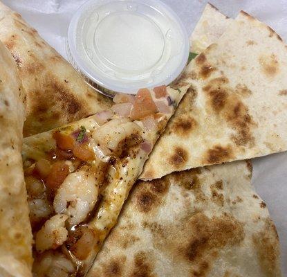 Shrimp Quesadillas, to go order.