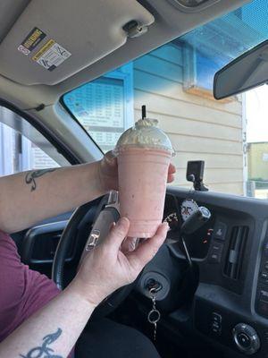 strawberry yogguccino with whipped cream