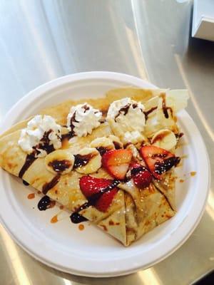 Build your own crepe with strawberry, banana, Nutella and whipped cream. Life is complete :D