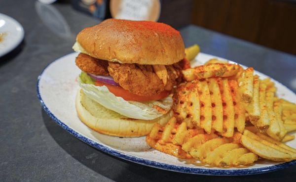 Fried crispy chicken sandwich