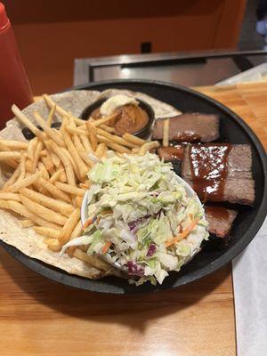 Brisket fries Cole slaw