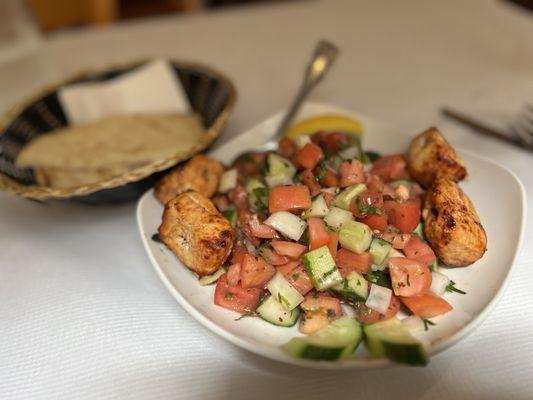 Salad with Chicken Kebab