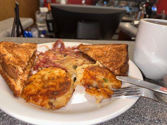 Potato pancakes  Homemade corned beef hash