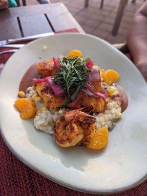 Sea bass on bed of risotto