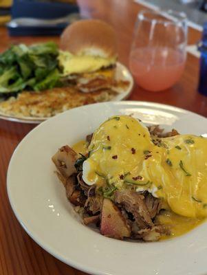 Hash and eggs with duck confit