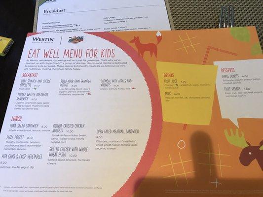 Kids menu