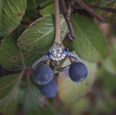 Custom engagement ring with accent sapphires!