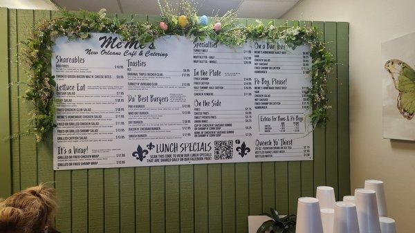 Updated menu at the new location.