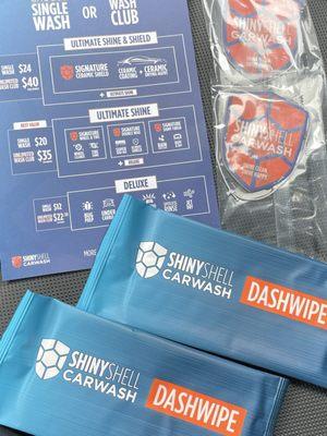 Complimentary air fresheners and dash wipes