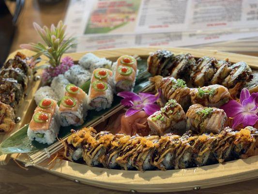 Golden Dragon Roll,Golden Phoenix Roll (fried), Fire Island Roll,Las Vegas Roll (6 pcs)