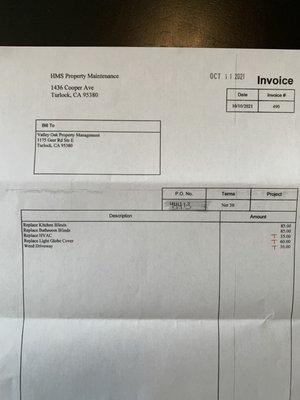 Bill for bathroom blinds