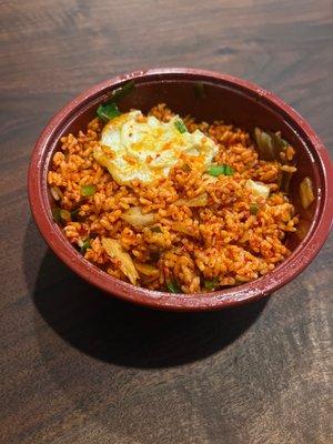 A. Kimchi Fried Rice with Egg Bowl (I totally ate a bunch of it before taking the photo)