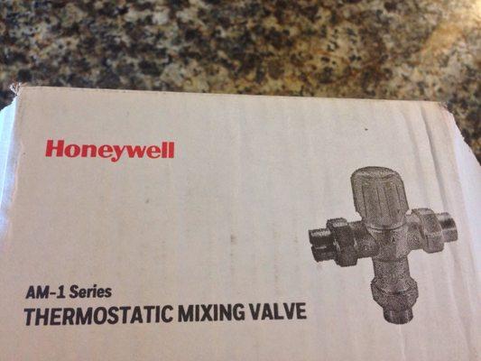 New honeywell mixing valve , box only.