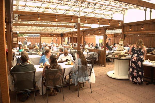 Event center with covered heated patio connected to the bowling.