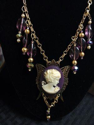 Purple Fairy Cameo necklace. Katrina Herbert, Artist.