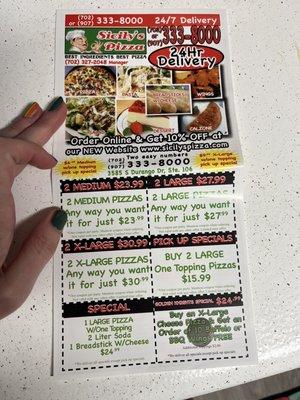 Menu with deals!