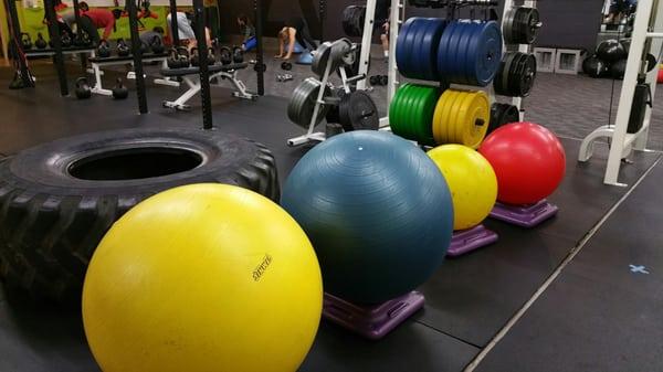 Colorful workout facilities.