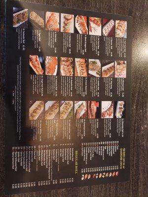 Sushi menu