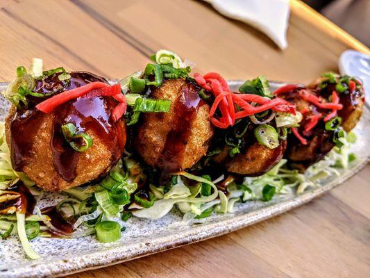 Takoyaki (octopus in fried pancake)