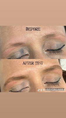 Before and after tint very light eyebrows