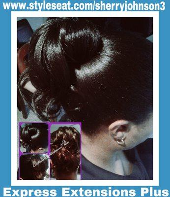 Relaxed hair pulled up into a loose ponytail. https://expressextensionsplus.wordpress.com