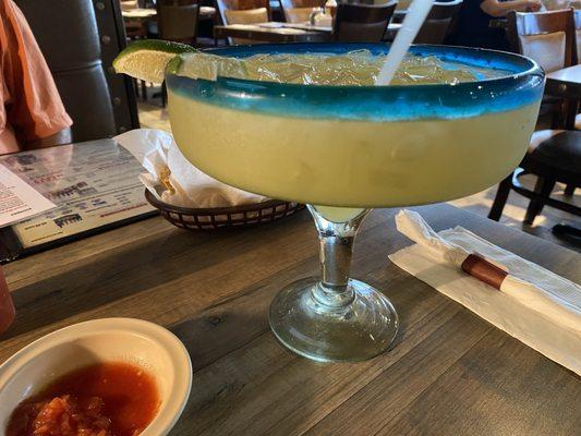 Large margarita! The food is great too! Love this place, been many times and NEVER disappointed!