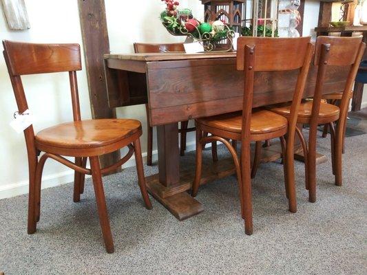 Trestle farmhouse table with 6 chairs