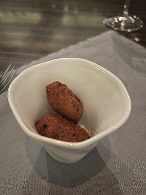 Amuse bouche - potato and chickpea beignet